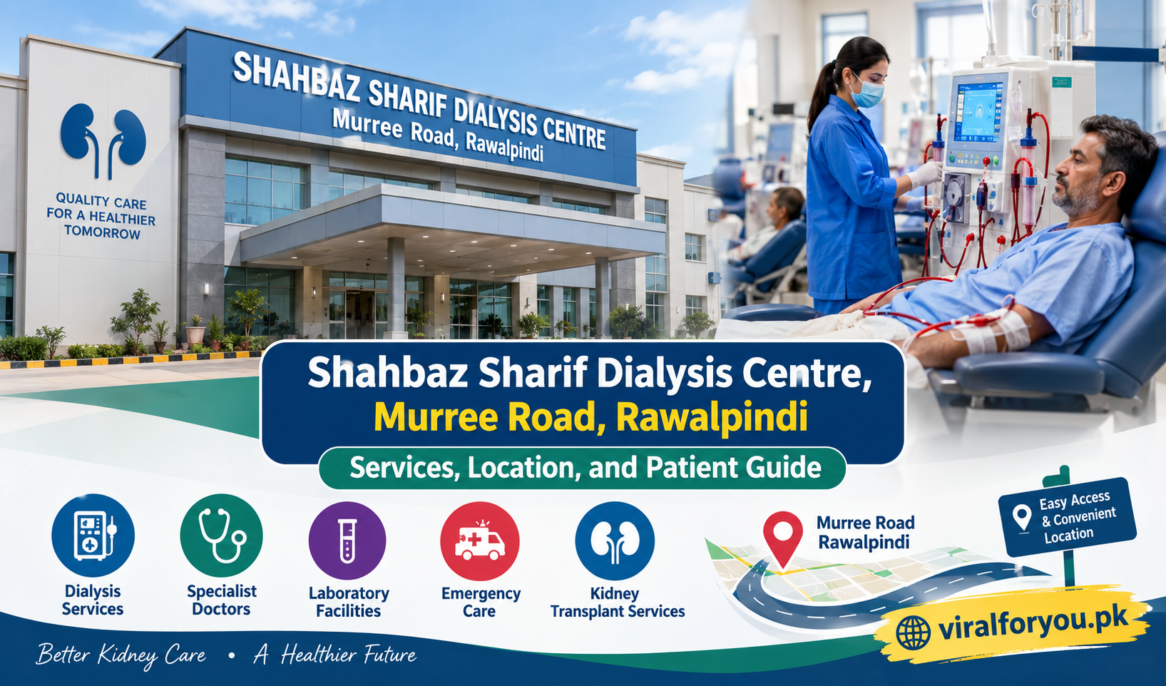 Shahbaz Sharif Dialysis Centre on Murree Road, Rawalpindi, providing kidney care and dialysis services.