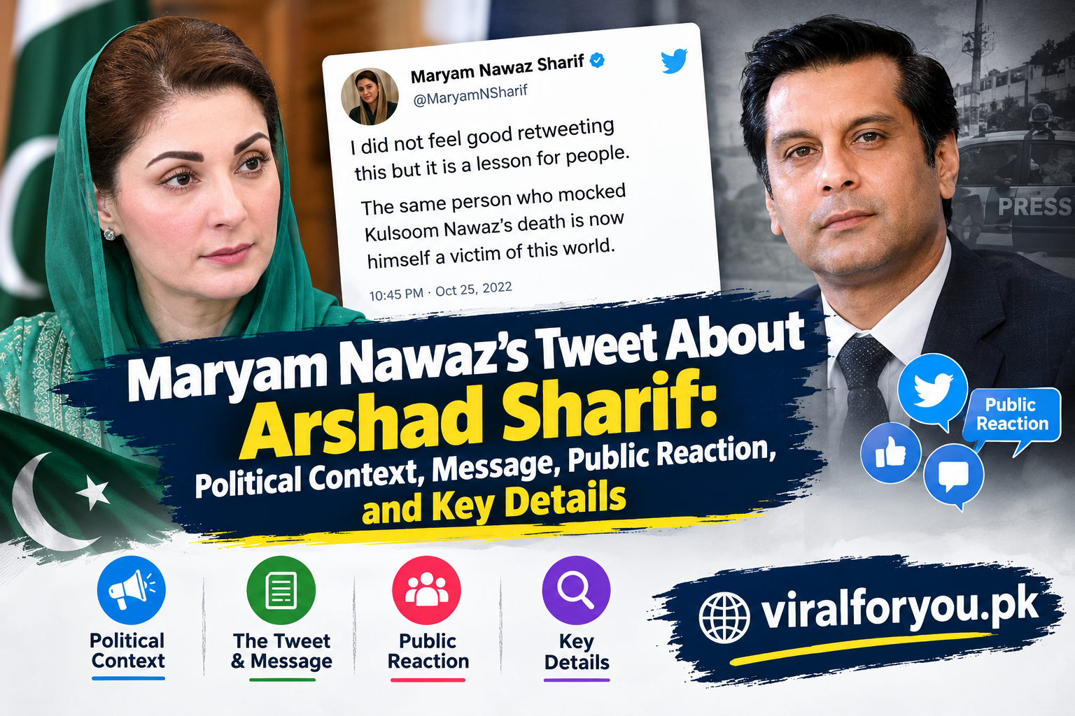 Maryam Nawaz’s tweet about Arshad Sharif, political context, public reaction, and key details