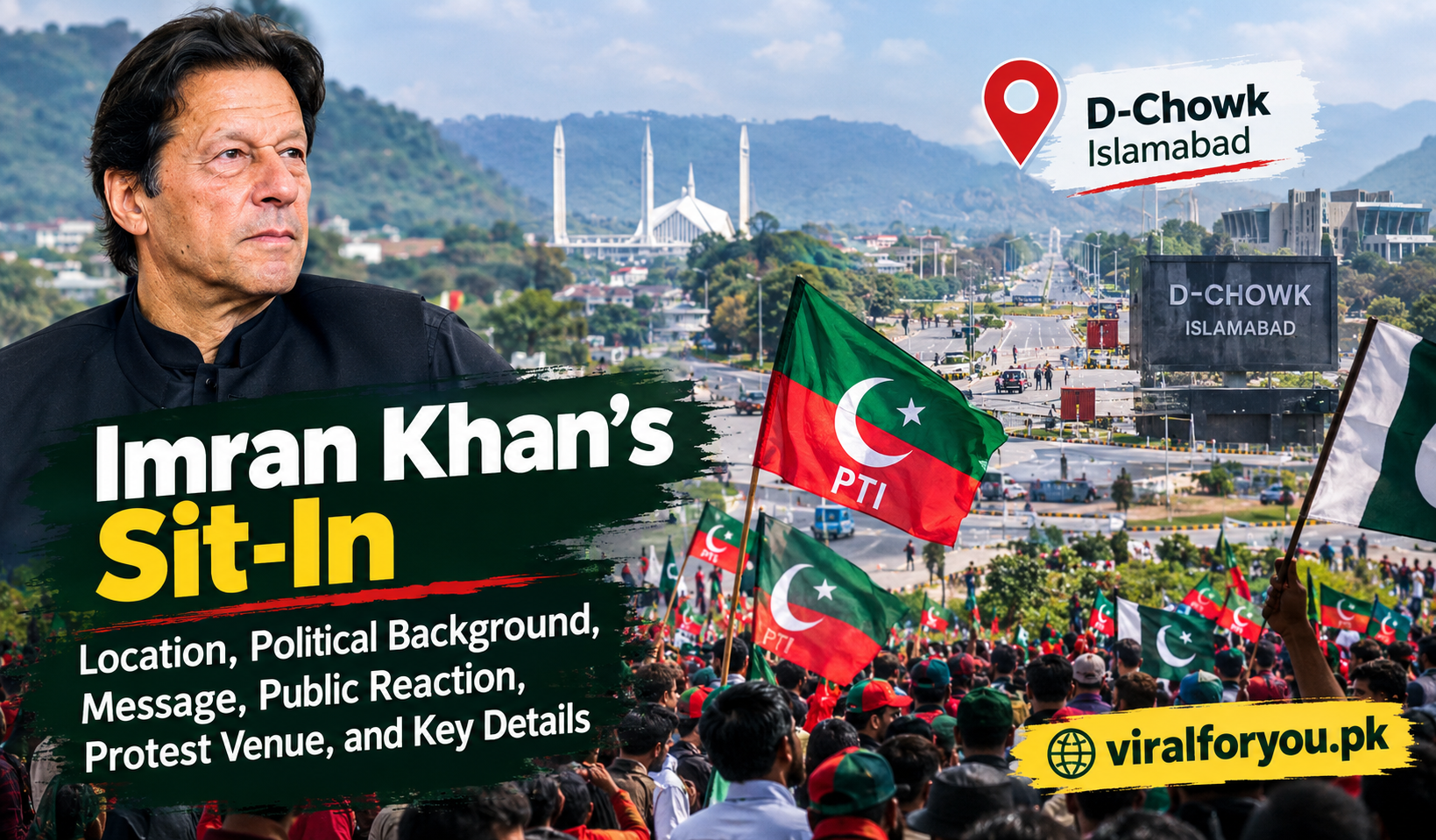 Sohail Afridi at a political sit-in in Islamabad near D-Chowk with PTI flags and a large public gathering.