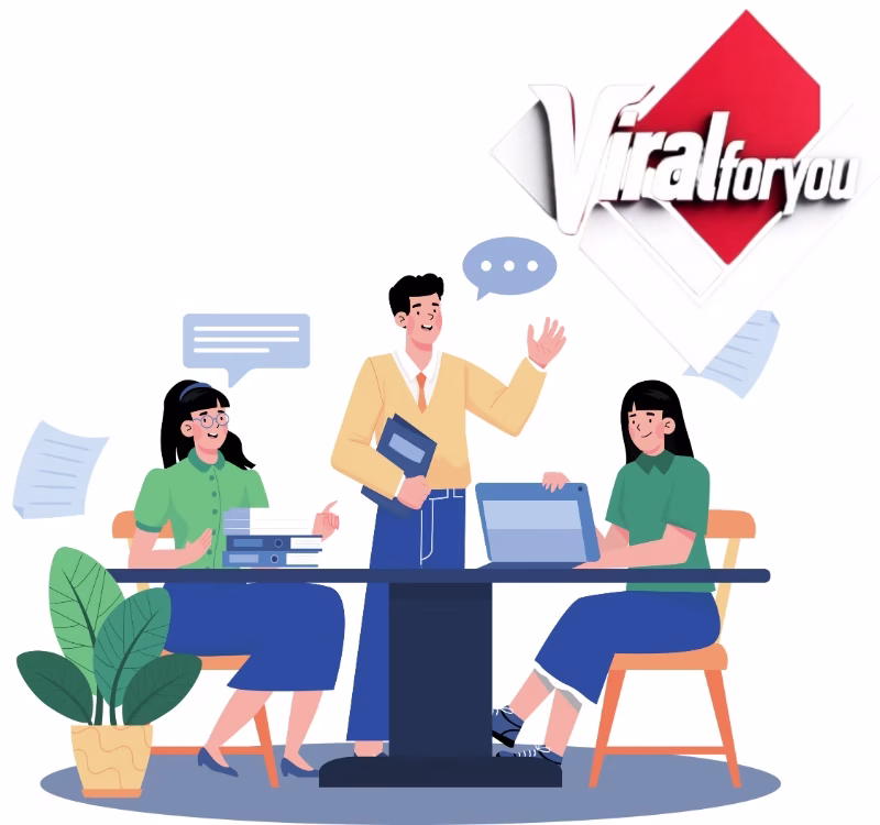 Viralforyou's team of experts is working on a computer social media marketing strategy.